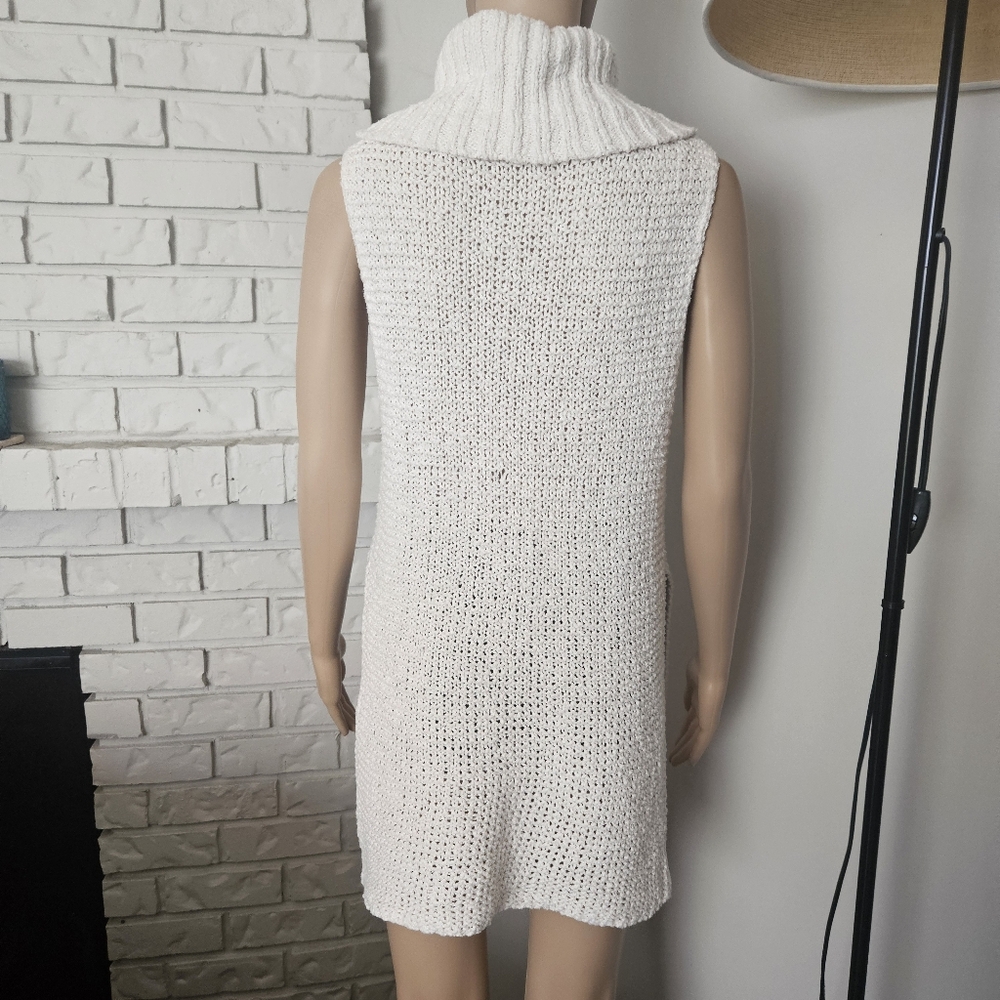 Free People Cowl Neck Knit Sweater Vest Long Line Sleeveless 100% Cotton - Picture 7 of 14